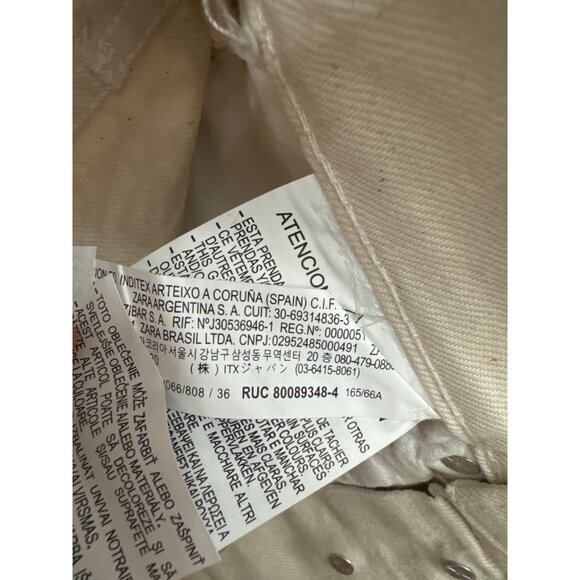 ZARA MID-RISE BOYFIT‎ Painted straight leg JEANS  Metallic Silver sz 4 - Picture 12 of 13